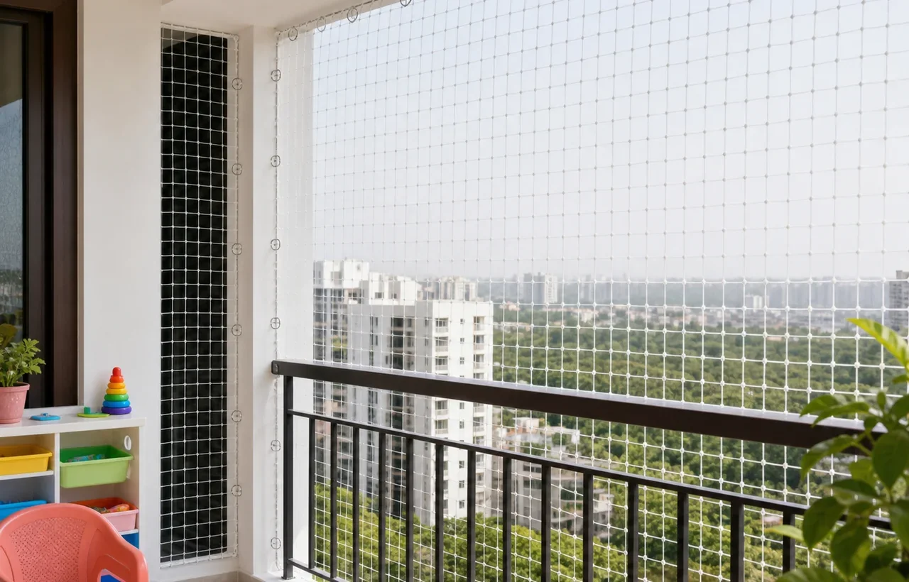 Child Safety Invisible Grills — Close vertical spacing sized so a toddler cannot pass through, climb, or get a head trapped.