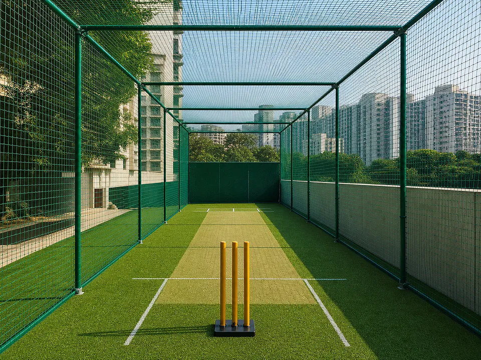 Cricket Practice Nets — Full practice cages in heavy-gauge netting, built for repeated hard ball impact.